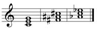 C major, F sharp major, A flat major